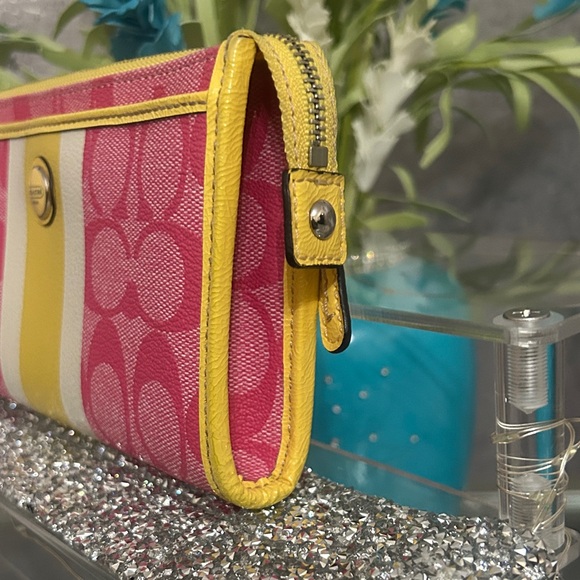 COACH Pink and Yellow Wallet Wristlet - Picture 3 of 14